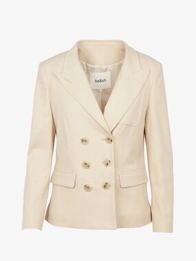 Ba&sh Bazra Double Breasted Blazer Beige Jacket Size 8